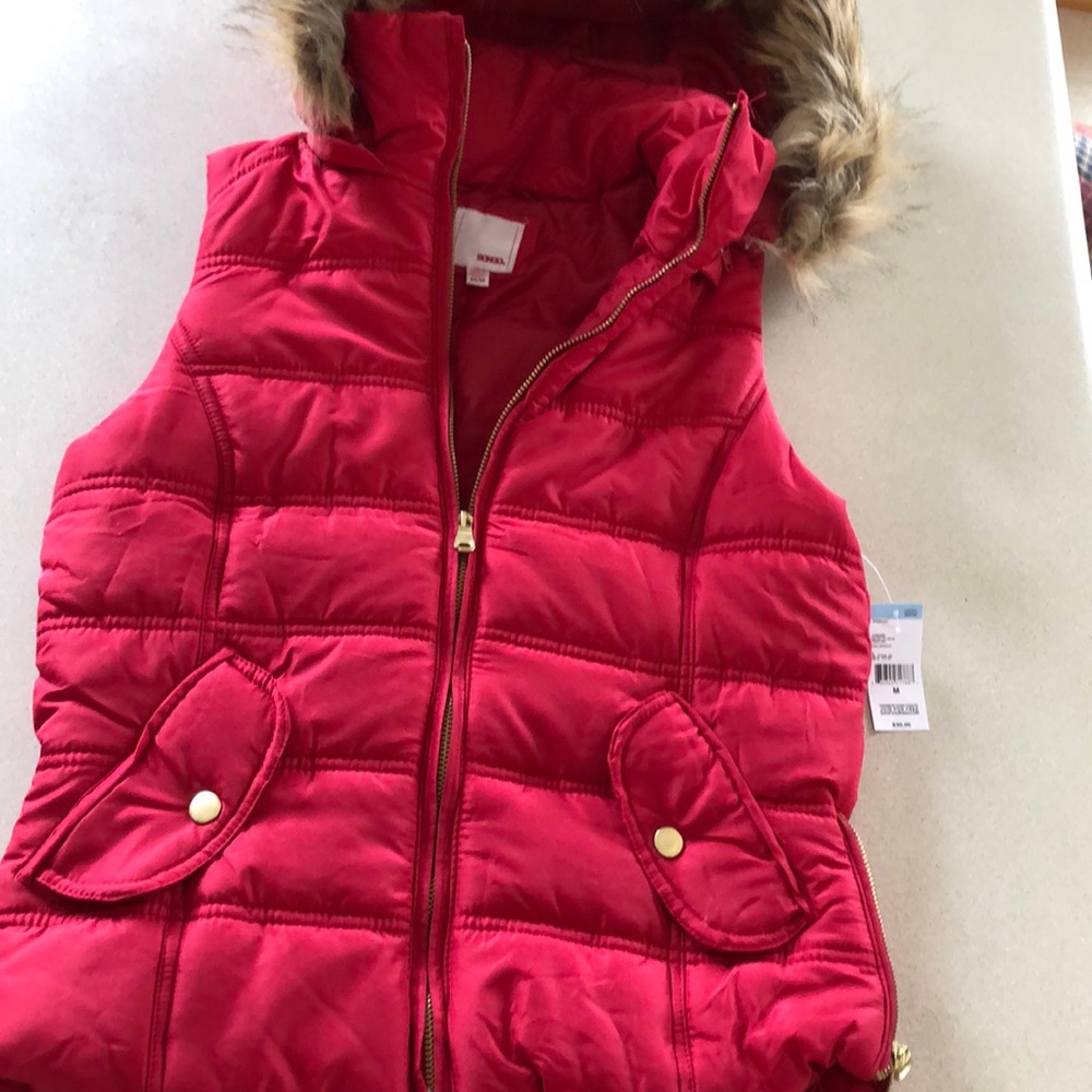 Red puffer vest